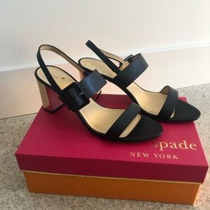 Kate Spade Accent Black and Rose Gold Block Heels